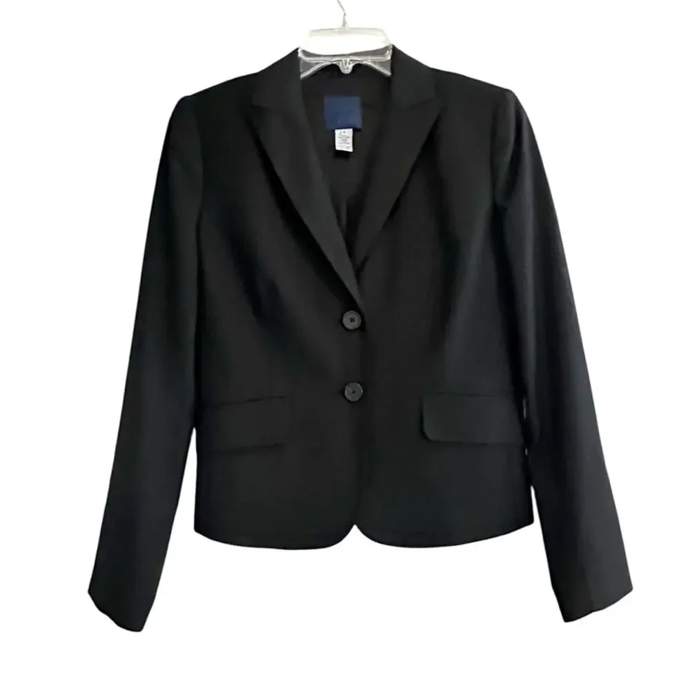 J Crew 100% Wool Solid Navy Blue Blazer Classic Retro Blue Label Size 4 Preppy